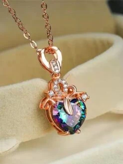 Rhinestone Heart Pendant Necklace -Zolucky Sales Store 19dcc5be94327e1af2a6540898652bb6