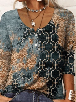 Plus Size Crew Neck Casual Ethnic Loose T-Shirt -Zolucky Sales Store 1abbf6700a5f07934774d18034b9d0f3