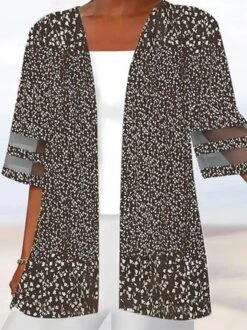 Plus Size Casual Floral Patchwork Striped Mesh Design 3/4 Sleeve Shirt 5 Plus Size Casual Floral Patchwork Striped Mesh Design 3/4 Sleeve Shirt -Zolucky Sales Store 1ac0d04e4b7257cc862bd46ed2d38a28