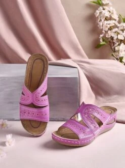 Floral Embroidered Cutout Boho Casual Wedge Slides -Zolucky Sales Store 1ad5555e194d6d7b481c2cbe962e3013