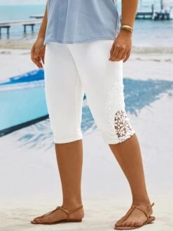 Plus Size Vacation Jersey Tight Lace Leggings -Zolucky Sales Store 1b0864d7c2e63e3a5b256dd006804ec2