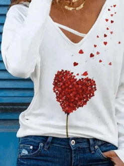 Plus Size Valentine's Day Casual Cotton Blends Lightweight Heart Printed Long Sleeve T-shirt -Zolucky Sales Store 1b354ed5deeac43fd0293006478956f2