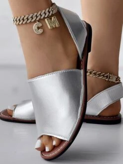 Plain Pu Casual Sandal