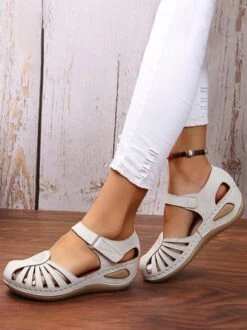 Vintage Floral Cutout Velcro Casual Sandals -Zolucky Sales Store 1bb5e6ee0aad609c9cc8cd55f6d9d2f7
