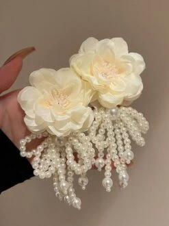 Elegant Flower Imitation Pearl Bowknot Party And Wedding Dangle Earrings -Zolucky Sales Store 1bd7191a7ceb112692cc1733ac0d302a