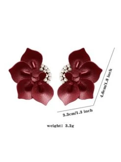 Elegant Handmade 3D PU Leather Imitation Pearl Flower Earrings -Zolucky Sales Store 1be5ac6204883214294d2d8b1d329cca