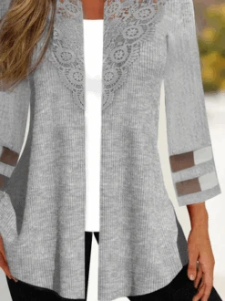 Casual Plain Mesh Striped Patchwork Lace 3/4 Sleeve Kimono 5 Casual Plain Mesh Striped Patchwork Lace 3/4 Sleeve Kimono -Zolucky Sales Store 1bf4f71f448f861ea567e07e0c1035db