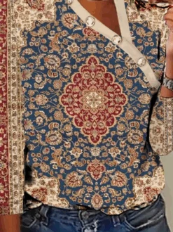 Plus Size Loose Asymmetrical Collar Casual Buckle T-Shirt 5 Plus Size Loose Asymmetrical Collar Casual Buckle T-Shirt -Zolucky Sales Store 1bfe184e9410666134553ccd641a7e27