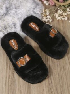 Casual Color Block Buckle Comfy Fluffy Slippers -Zolucky Sales Store 1c1a1075f398e70b30e9c5b51febbb9c