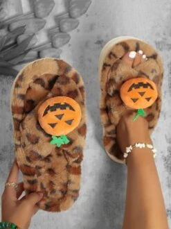 Casual Halloween Faux Fur Fluffy Slippers