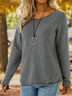 Solid Casual Shift Knitted Sweater -Zolucky Sales Store 1cd022bf0e61821372961761c1eb4bfa