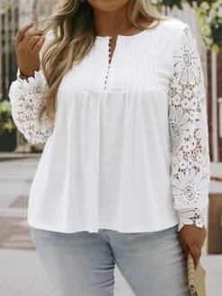 Plus Size Elegant Loose Jersey Half Open Collar Top -Zolucky Sales Store 1ce3eeed53f1770691657fff1a4da633