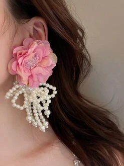 Elegant Flower Imitation Pearl Bowknot Party And Wedding Dangle Earrings -Zolucky Sales Store 1cf20f67911c20b534a327b1b8f5675c