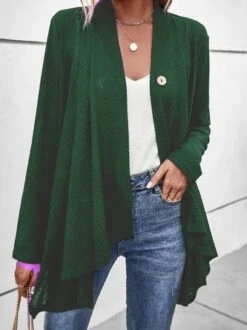 Casual Plain Loose Stitched Button Texture Long Sleeve Cardigan -Zolucky Sales Store 1d302666cdead1b4b2a5374ba2ee82b2