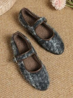 Casual Wool-blend Ombre Adjustable Buckle Mary Jane Shoes -Zolucky Sales Store 1dbfb80e8d2364de16826d4d346efb12