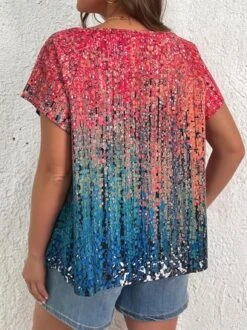 Plus Size Casual Ombre Loose Crew Neck Shirt -Zolucky Sales Store 1e0785a0f0d3adb074d486aaf15f2f54