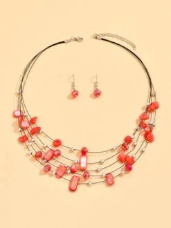 Boho Multicolor Beads Layered Necklace Earrings Set -Zolucky Sales Store 1e3d47a0929c8f7cb34c07e3d8267a37