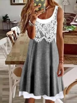 Plain Crew Neck Casual Short Sleeve Knit Dress -Zolucky Sales Store 1ecd6df99e4dac44c5c5fe24d9cde541