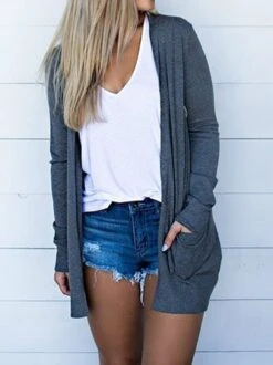 Jersey Loose Pocket Stitching Plain H-Line Casual Long Sleeve Kimono -Zolucky Sales Store 1f0b66d4ef4d9b70eeb1605850142840