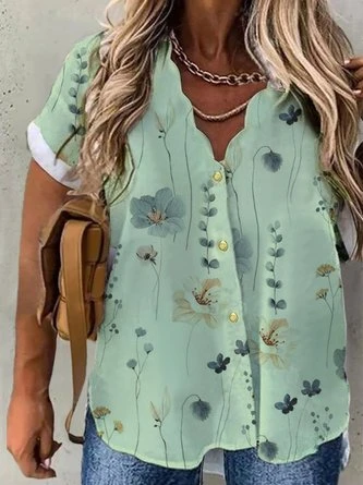 Plus Size Casual Loose Floral Print Blouse 9 Plus Size Casual Loose Floral Print Blouse - Image 9