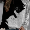 Plus Size Cat Crew Neck Loose Casual Sweatshirt