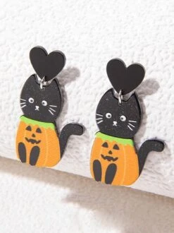 Halloween Cartoon Pumpkin Cat Acrylic Dangle Earrings -Zolucky Sales Store 1fcca29bf26784c20abc83651dfa5be3