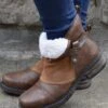 Brown Pu Leather Non-Slip Low Heel Warmth Zipper Boots