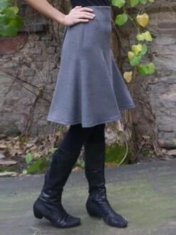 Gray Ruffled Plain Casual Skirt