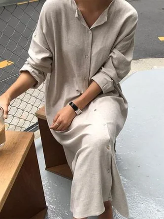 Long Sleeve Solid Casual V Neck Weaving Dress 1 Long Sleeve Solid Casual V Neck Weaving Dress