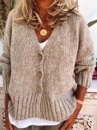 Women Buttoned Casual Cardigan Sweater 1 Women Buttoned Casual Cardigan Sweater