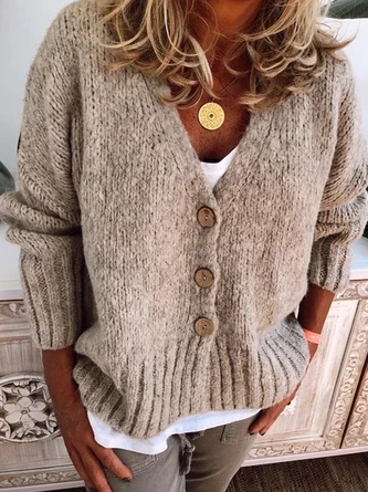 Women Buttoned Casual Cardigan Sweater 2 Women Buttoned Casual Cardigan Sweater - Image 2
