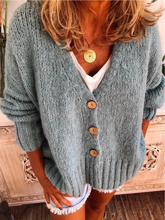 Women Buttoned Casual Cardigan Sweater 5 Women Buttoned Casual Cardigan Sweater - Image 5