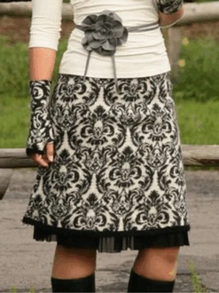 Printed Cotton-Blend Casual Skirt