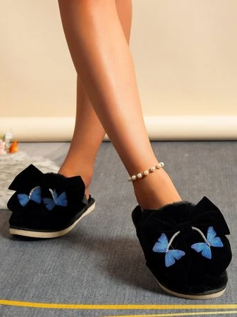 Casual Butterfly Bowknot Fleece Toe-covered Slippers 8 Casual Butterfly Bowknot Fleece Toe-covered Slippers - Image 8
