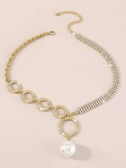 Elegant Imitation Pearl Circle Rhinestone Pendant Necklace -Zolucky Sales Store 20690eb81378b7695a1f9699c2b8ca4d