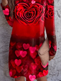 Heart/Cordate Casual Crew Neck Dress -Zolucky Sales Store 20afaa359bcc4f9f8ba9bfbffff498b7