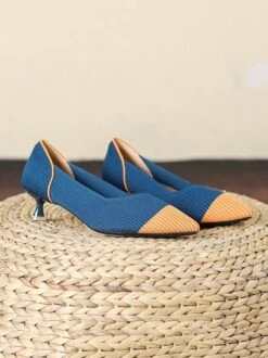 Women Minimalist Color-block Breathable Mesh Fabric Kitten Heel Pumps -Zolucky Sales Store 2126a4ffff335bdcb1bb975130ccc058