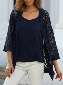 Casual Plain Lace Loose Two-Piece Set 20 Casual Plain Lace Loose Two-Piece Set -Zolucky Sales Store 213c314204048bb7d22641439dcd3711