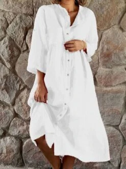 Cotton Casual Loose Plain Dress -Zolucky Sales Store 21804c34899a90d530ecd3751b9d686d
