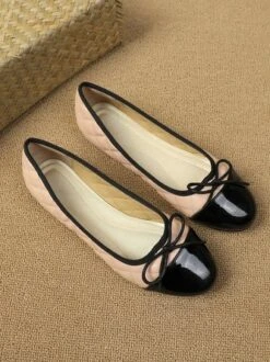 Casual Bow Decor Color Block Quilted Ballet Flats -Zolucky Sales Store 21966a71d7236147c8a806914291c632