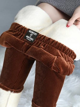 Tight Pocket Stitching Corduroy Fleece Casual Pants 2 Tight Pocket Stitching Corduroy Fleece Casual Pants - Image 2