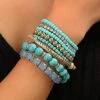 Ethnic Turquoise Crystal Beaded Layered Bracelet Boho Jewelry