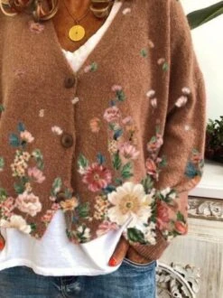 Casual Floral Shift V Neck Sweater Coat 5 Casual Floral Shift V Neck Sweater Coat -Zolucky Sales Store 23a96acf3912f90d33b53e4edfda0bb7
