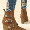 Vintage Multi Buckle Chunky Heel Boots