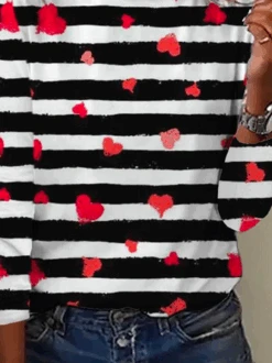 Casual Crew Neck Heart Print Valentine's Day Striped Long Sleeve T-Shirt 5 Casual Crew Neck Heart Print Valentine's Day Striped Long Sleeve T-Shirt -Zolucky Sales Store 2426f65b9704ce96ae6e458d738a2eb3