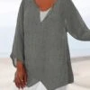 Plus Size Casual Plain Notched Shirt