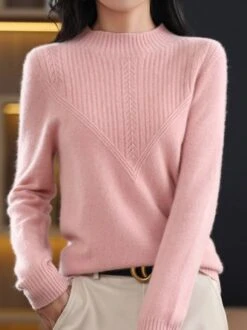 Casual Plain Half Turtleneck Yarn/Wool Yarn Sweater -Zolucky Sales Store 26501022cf6527a0b84f7a78d14e7662