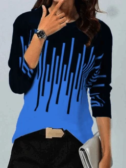 Daily Casual Geometric Cotton Blends Crew Neck Long Sleeve T-shirt -Zolucky Sales Store 2652ca02ea44b30477112b922e3770ca