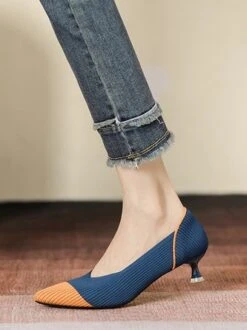 Women Minimalist Color-block Breathable Mesh Fabric Kitten Heel Pumps -Zolucky Sales Store 26a410b5734b4e648ba2c65472822376