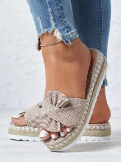 Women Casual Daily Comfy Bowknot Slip On Sandals -Zolucky Sales Store 26f07dec455711add09b16dfc5ac8669